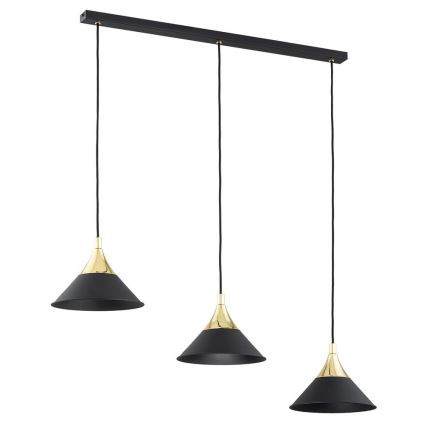 Argon 6140 - Hanglamp aan een koord MASSETO 3xE27/15W/230V zwart/gouden