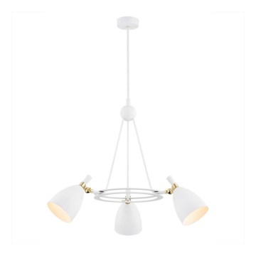 Argon 6148 - Hanglamp aan een paal CHARLOTTE 3xE27/15W/230V wit/goud