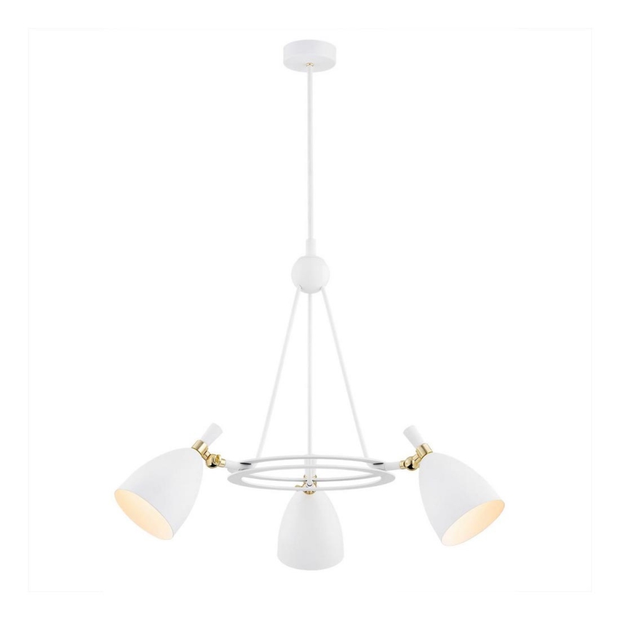 Argon 6148 - Hanglamp aan een paal CHARLOTTE 3xE27/15W/230V wit/goud
