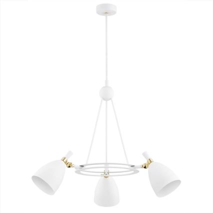 Argon 6148 - Hanglamp aan een paal CHARLOTTE 3xE27/15W/230V wit/goud