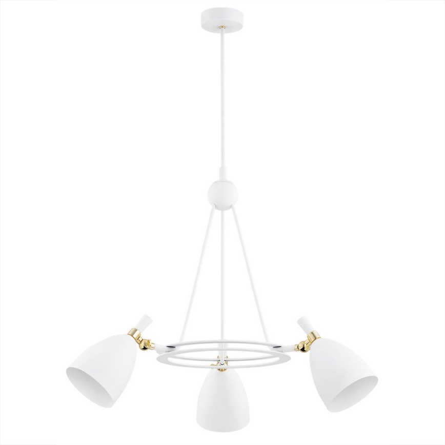 Argon 6148 - Hanglamp aan een paal CHARLOTTE 3xE27/15W/230V wit/goud