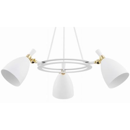 Argon 6148 - Hanglamp aan een paal CHARLOTTE 3xE27/15W/230V wit/goud