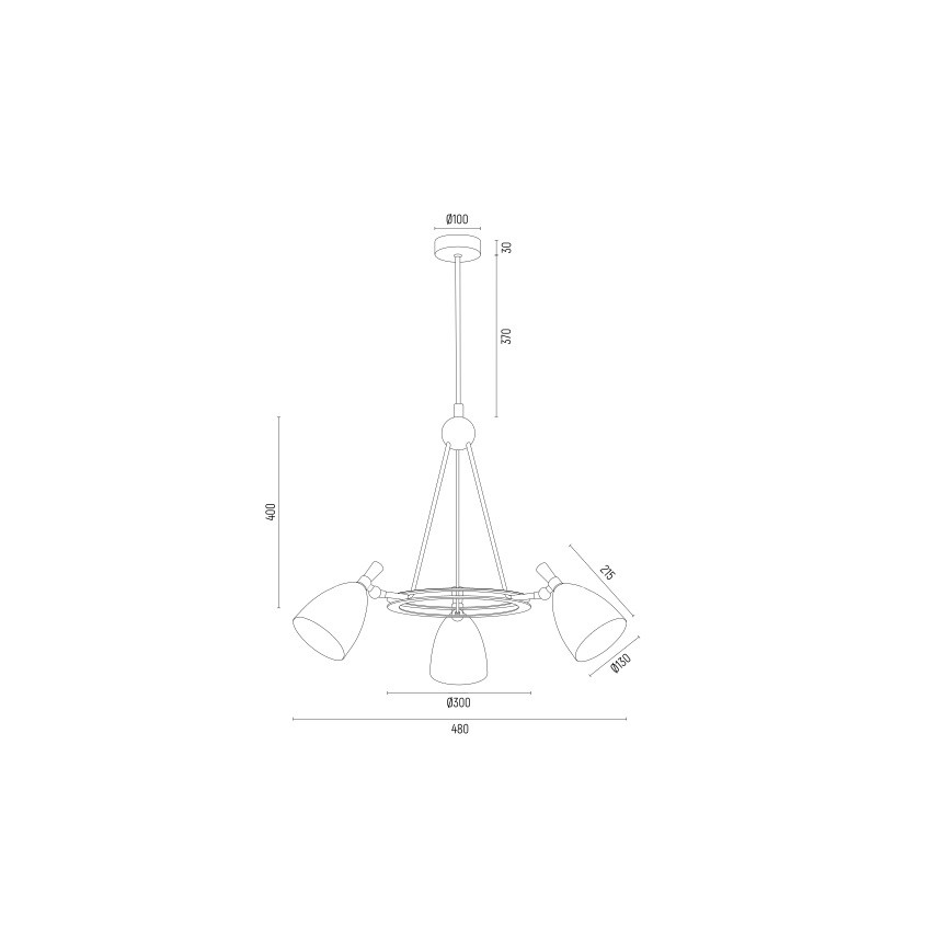 Argon 6148 - Hanglamp aan een paal CHARLOTTE 3xE27/15W/230V wit/goud