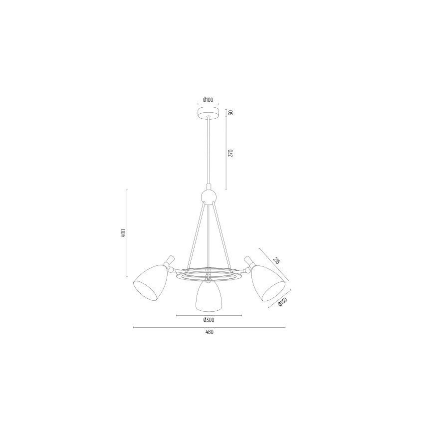 Argon 6149 - Hanglamp aan een paal CHARLOTTE 3xE27/15W/230V zwart/goud