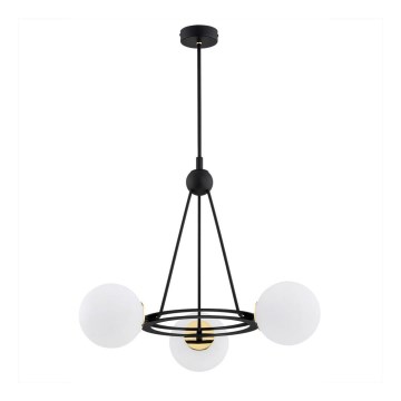 Argon 6150 - Hanglamp aan een paal AMALFI 3xE27/15W/230V zwart/wit