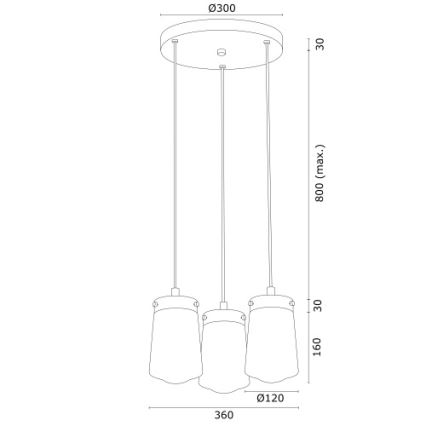 Argon 6164 - Hanglamp aan een koord PASADENA 3xE27/15W/230V gouden/wit