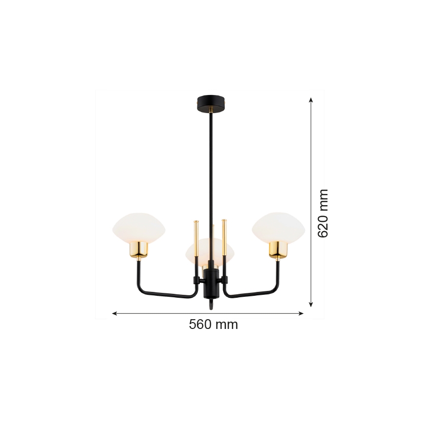 Argon 6166 - Lustre sur barre RAVELLO 3xE14/15W/230V noir/doré