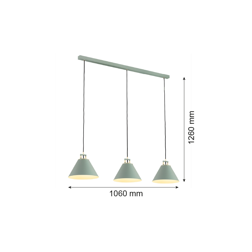 Argon 6177 - Suspension filaire ORTE 3xE27/15W/230V vert