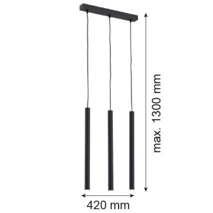 Argon 6179 - Hanglamp aan een koord ETNA 3xG9/6W/230V zwart