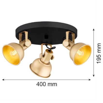 Argon 6243 - Spot LENORA 3xE14/7W/230V goud/zwart