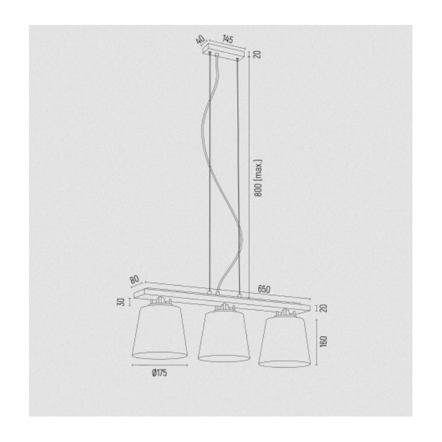 Argon 6250 - Hanglamp aan een koord ARDEN 3xE27/15W/230V goud