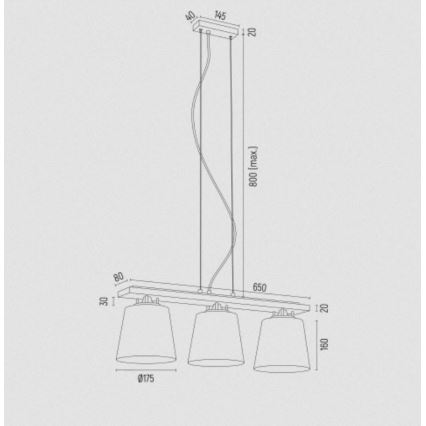 Argon 6250 - Suspension filaire ARDEN 3xE27/15W/230V doré