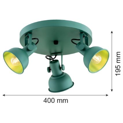 Argon 6265 - Spot LENORA 3xE14/7W/230V groen