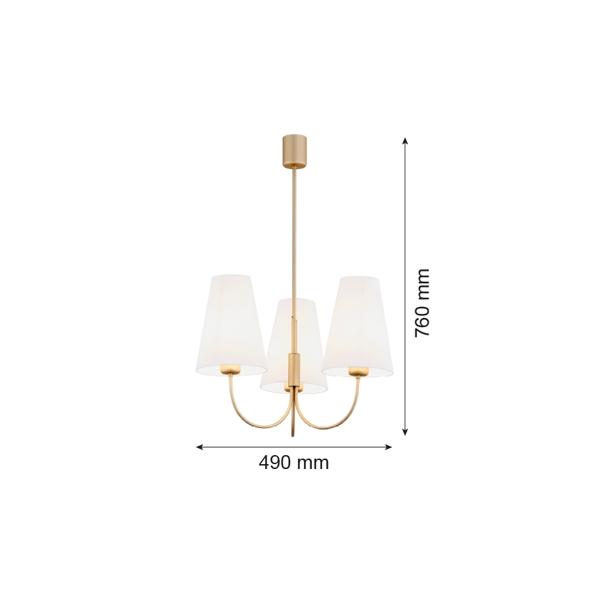 Argon 6267 - Hanglamp SAFIANO 3xE27/15W/230V goud