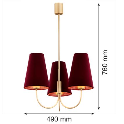 Argon 6270 - Hanglamp SAFIANO 3xE27/15W/230V bordeaux