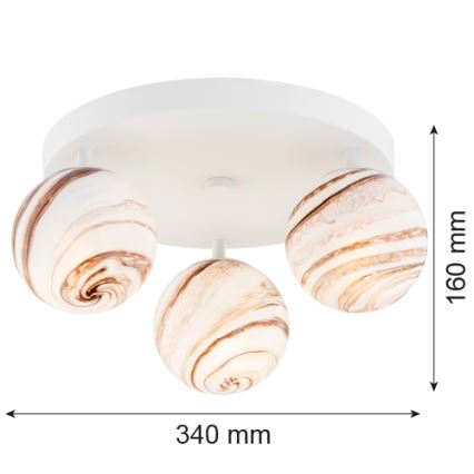 Argon 6291 - Plafondlamp FABIO 3xE14/7W/230V albast wit