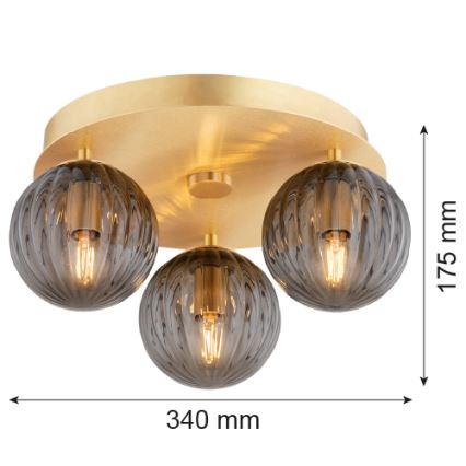 Argon 6308 - Plafondlamp PALOMA 3xE14/7W/230V goud/zwart