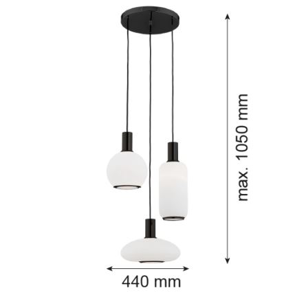 Argon 6323 - Hanglamp aan een koord SAGUNTO PLUS 3xE27/15W/230V zwart