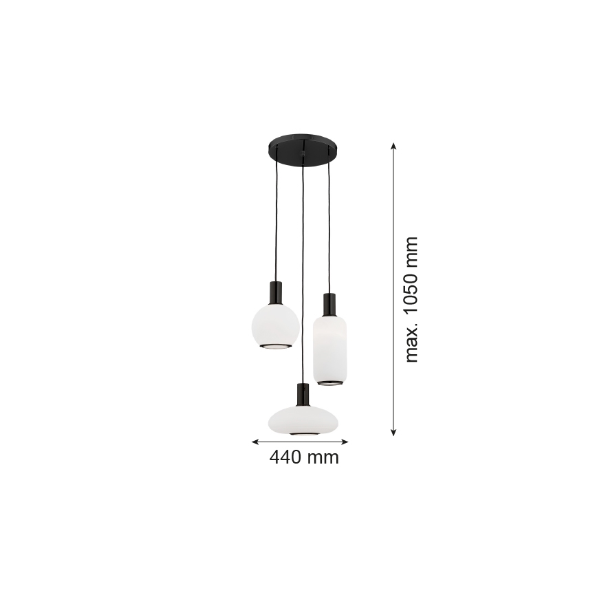 Argon 6323 - Hanglamp aan een koord SAGUNTO PLUS 3xE27/15W/230V zwart