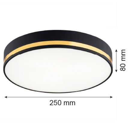 Argon 7040 - Plafondlamp AMORE 2xE27/15W/230V diameter 25 cm zwart/gouden