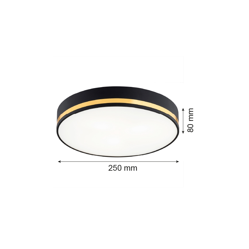 Argon 7040 - Plafondlamp AMORE 2xE27/15W/230V diameter 25 cm zwart/gouden