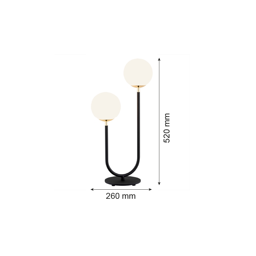 Argon 7072 - Tafellamp FERRONE 2xE14/7W/230V zwart/wit/gouden