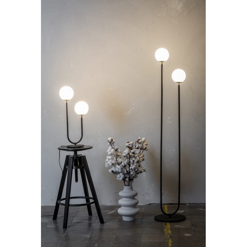 Argon 7073 - Staande Lamp FERRONE 2xE14/7W/230V zwart/wit/gouden
