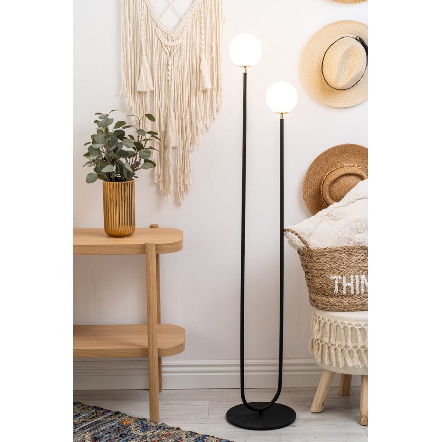 Argon 7073 - Staande Lamp FERRONE 2xE14/7W/230V zwart/wit/gouden