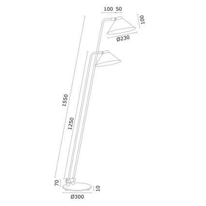 Argon 7075 - Staande Lamp GABIAN 2xE27/15W/230V zwart