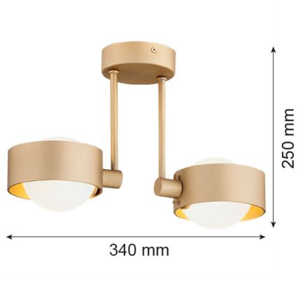 Argon 7215 - Suspension-barre salle de bain MASSIMO PLUS 2xG9/6W/230V IP44 doré