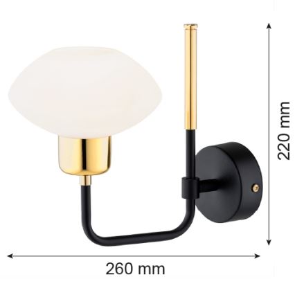 Argon 8032 - Wandlamp RAVELLO 1xE14/15W/230V zwart/goud