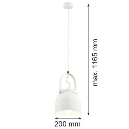 Argon 8280 - Hanglamp aan een koord LOGAN 1xE27/15W/230V diameter 20 cm wit