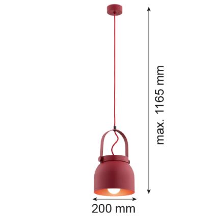 Argon 8282 - Hanglamp aan een koord LOGAN 1xE27/15W/230V diameter 20 cm rood