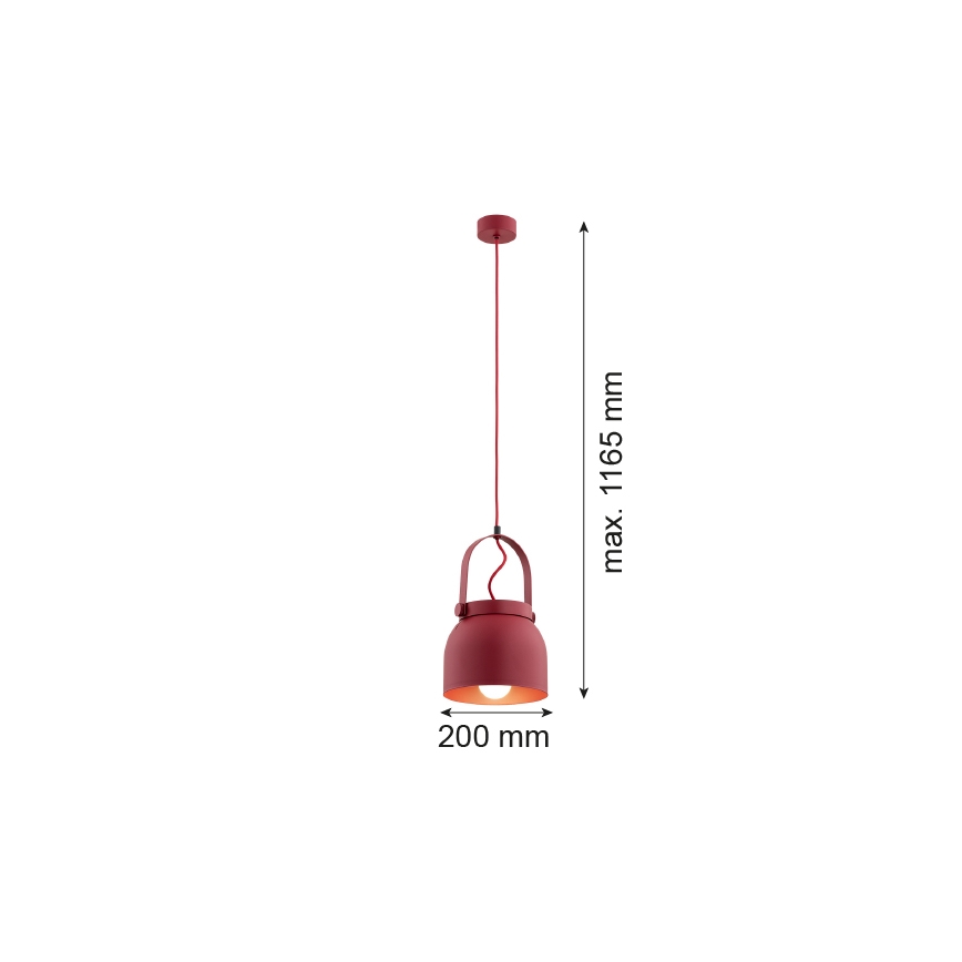 Argon 8282 - Suspension filaire LOGAN 1xE27/15W/230V diam. 20 cm rouge