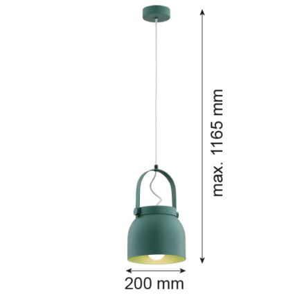 Argon 8283 - Hanglamp aan een koord LOGAN 1xE27/15W/230V diameter 20 cm groen