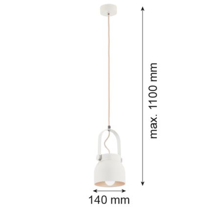 Argon 8290 - Hanglamp aan een koord LOGAN 1xE27/15W/230V diameter 14 cm wit