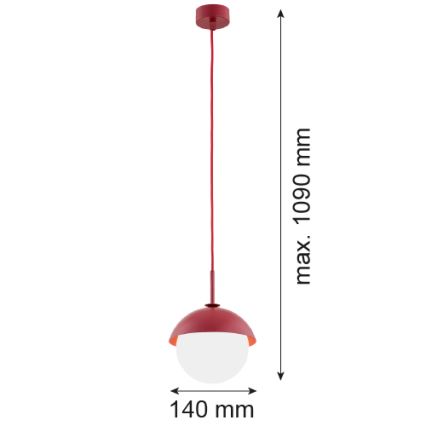 Argon 8296 - Hanglamp aan een koord CAPPELLO 1xE27/15W/230V rood