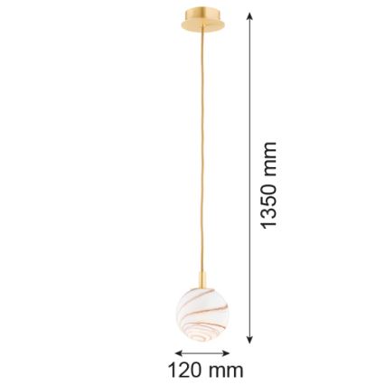 Argon 8450 - Hanglamp aan een koord ALMIROS 1xE14/7W/230V diameter 12 cm albast goud