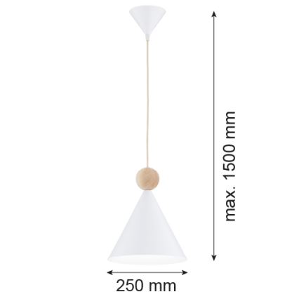 Argon 8629 - Hanglamp aan een koord KEGEL 1xE27/15W/230V wit