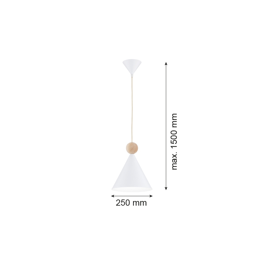 Argon 8629 - Hanglamp aan een koord KEGEL 1xE27/15W/230V wit