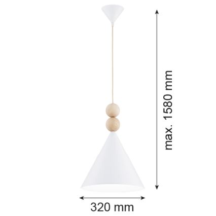 Argon 8632 - Hanglamp aan een koord KEGEL 1xE27/15W/230V wit