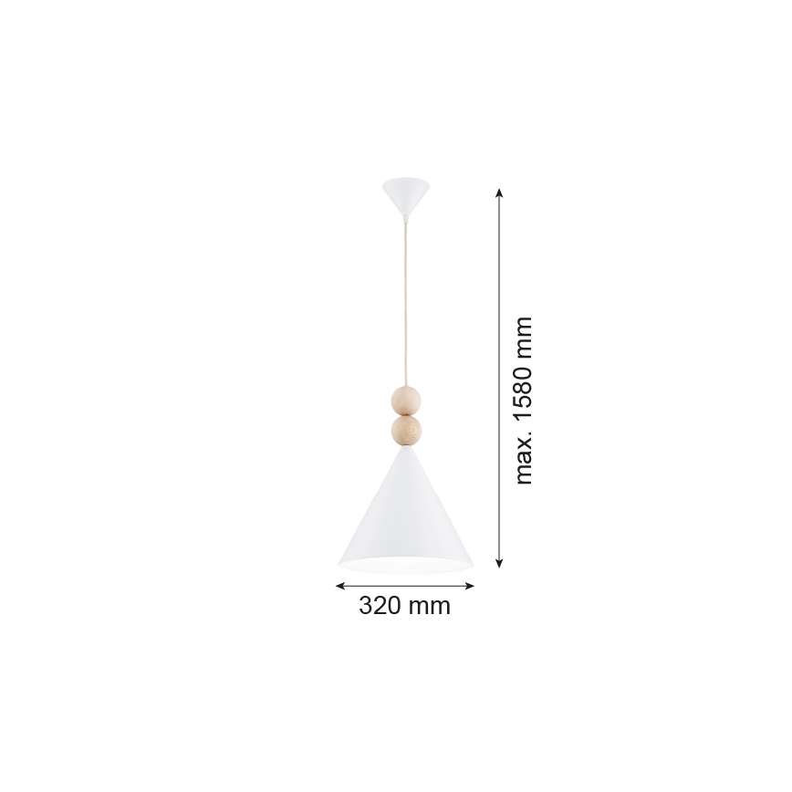 Argon 8632 - Hanglamp aan een koord KEGEL 1xE27/15W/230V wit