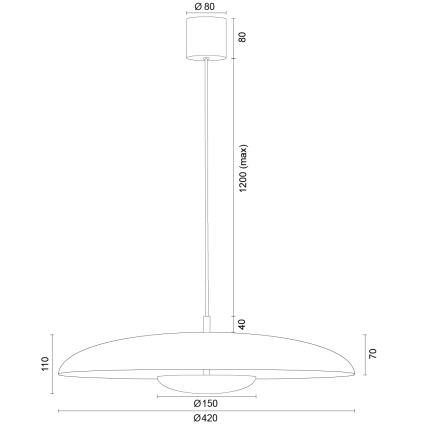 Argon 8869 - LED-hanglamp met kabel BOLTON LED/12,5W/230V 3000K goudkleurig