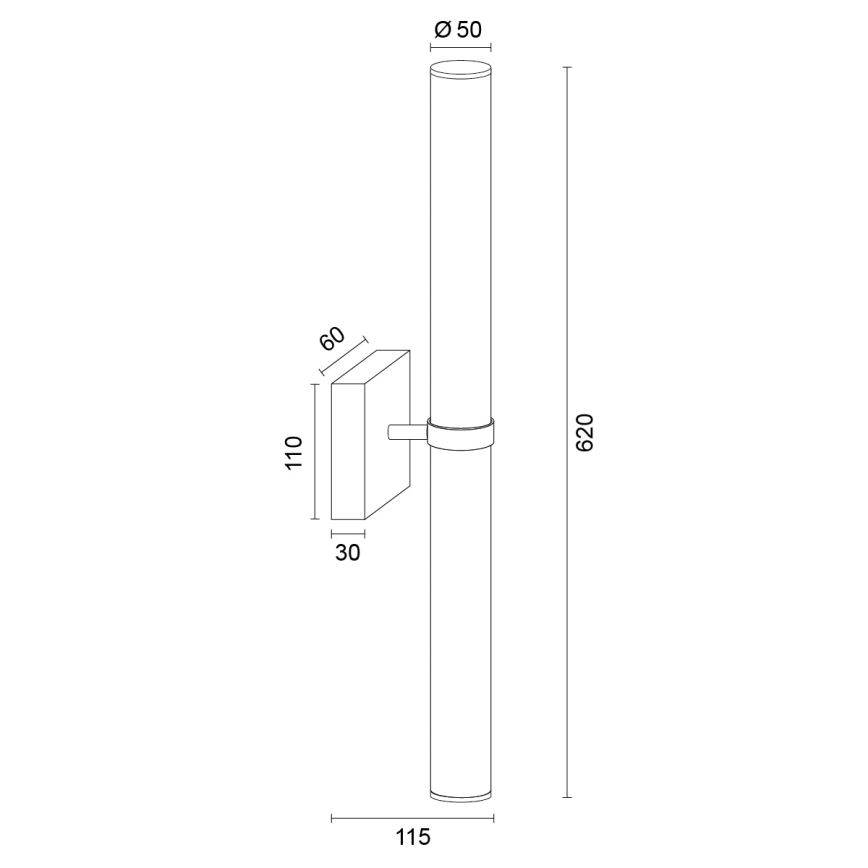 Argon 8927 - BATUMI LED-spiegelverlichting voor de badkamer, 24W, 230V, 3000K, IP44, zwart