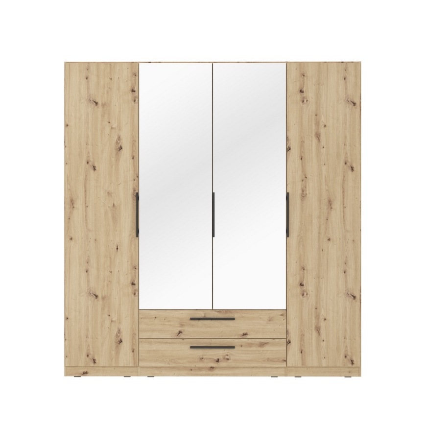 Armoire avec miroir MARO 200x213 cm chêne artisan