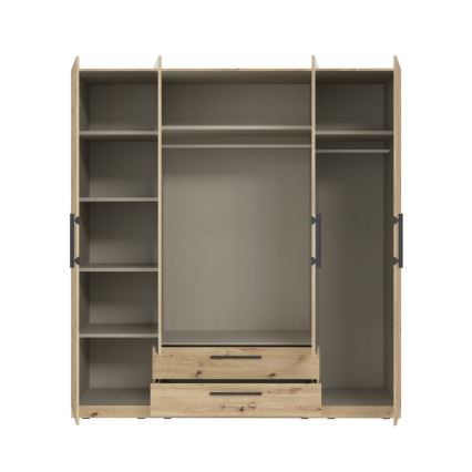 Armoire avec miroir MARO 200x213 cm chêne artisan
