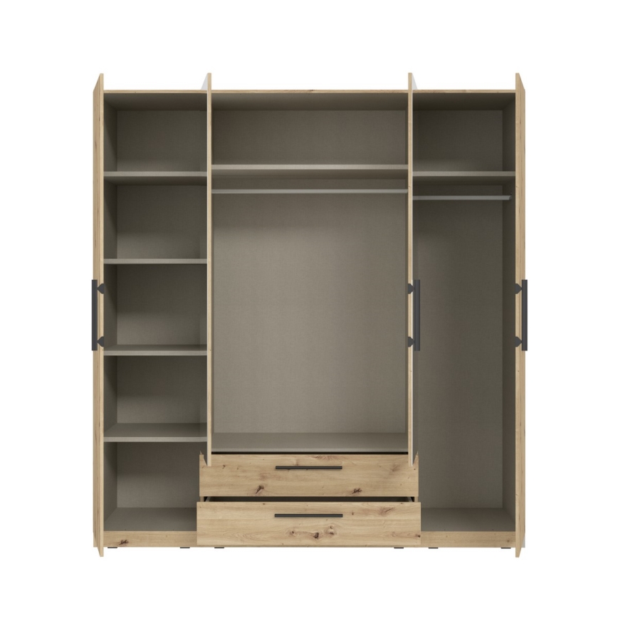 Armoire avec miroir MARO 200x213 cm chêne artisan