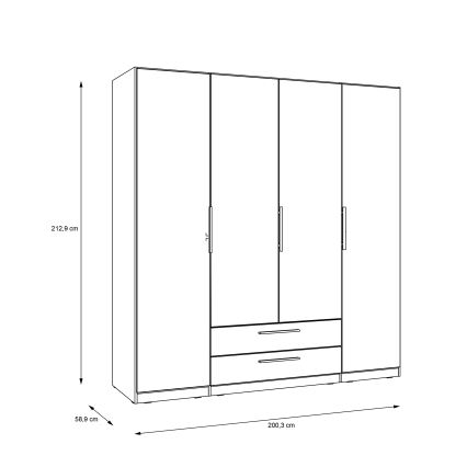 Armoire avec miroir MARO 200x213 cm chêne artisan