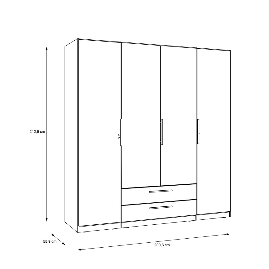 Armoire avec miroir MARO 200x213 cm chêne artisan