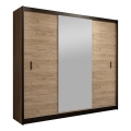 Armoire avec miroir MIRO 203x215 cm chêne craft/noir